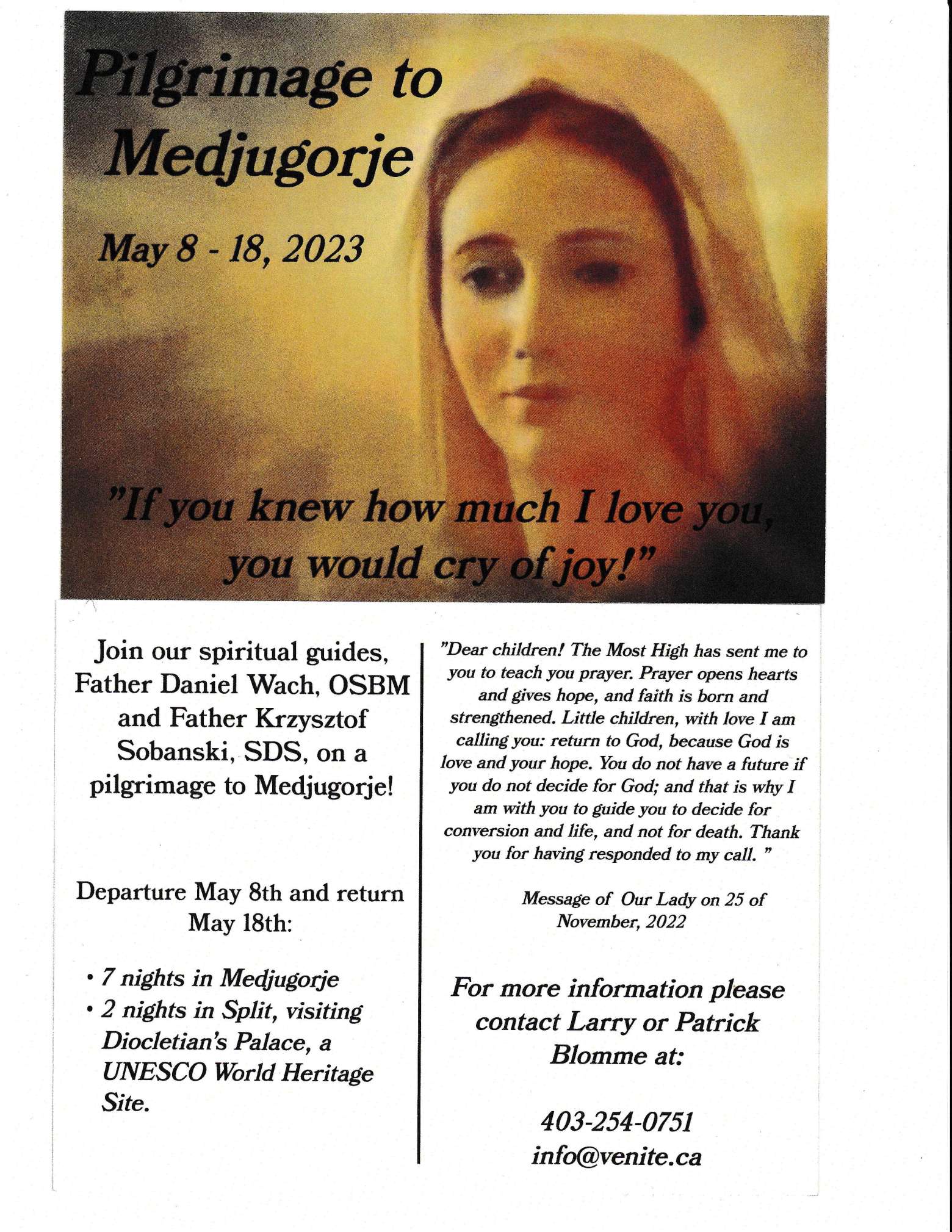 PILGRIMAGE TO MEDJUGORJE